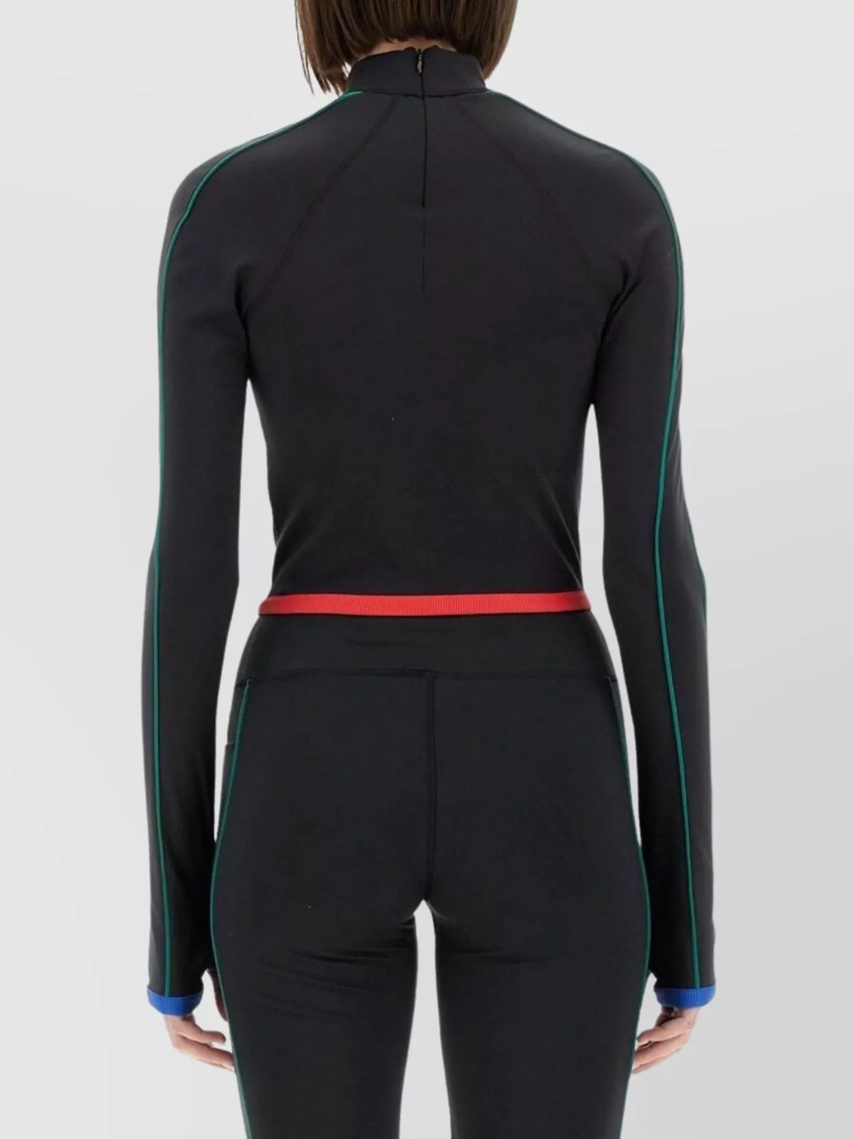 Casablanca Stripe Long-sleeve Cropped Activewear Top