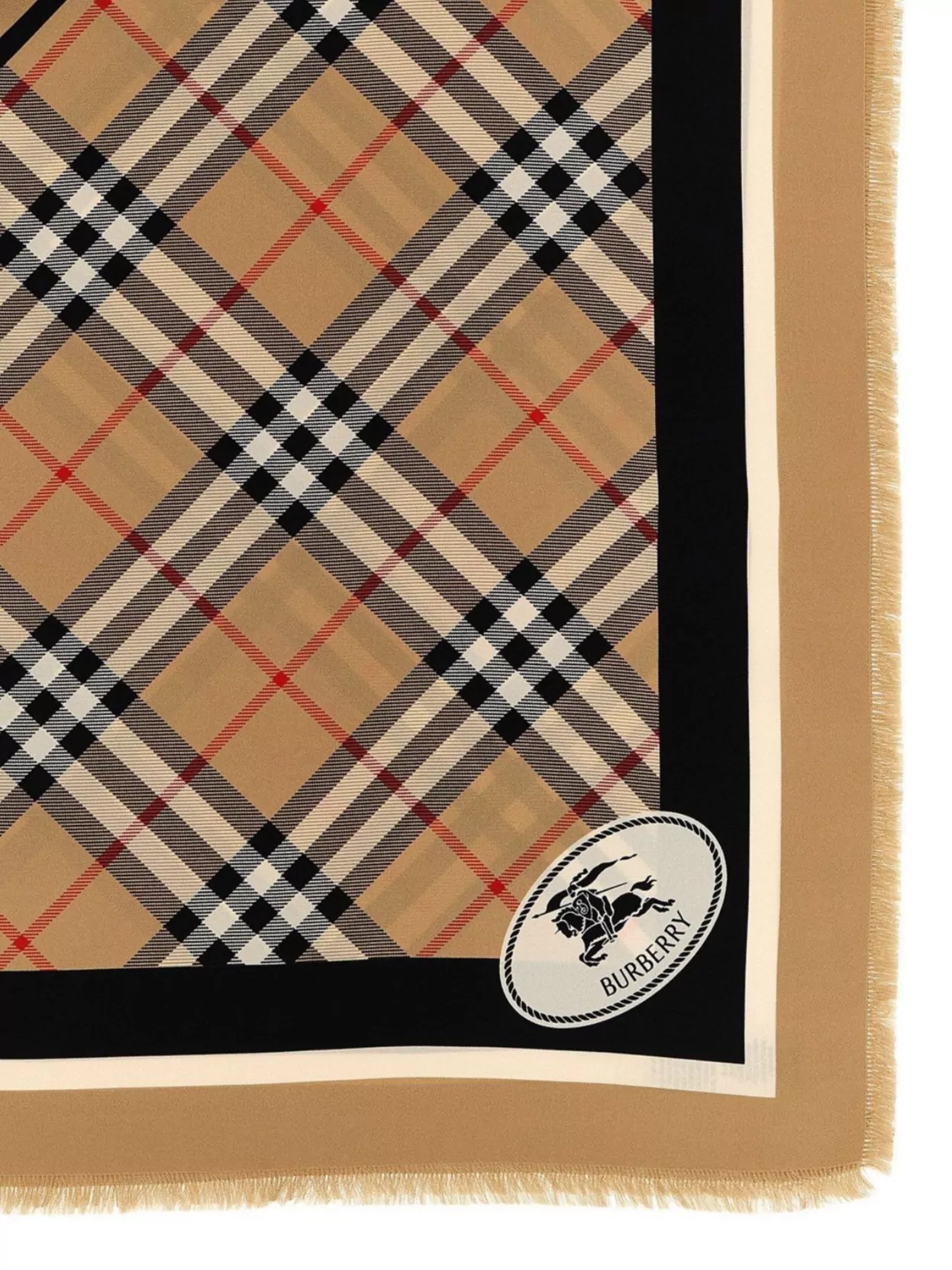 Burberry Checked Pattern Scarf Fringed Edges