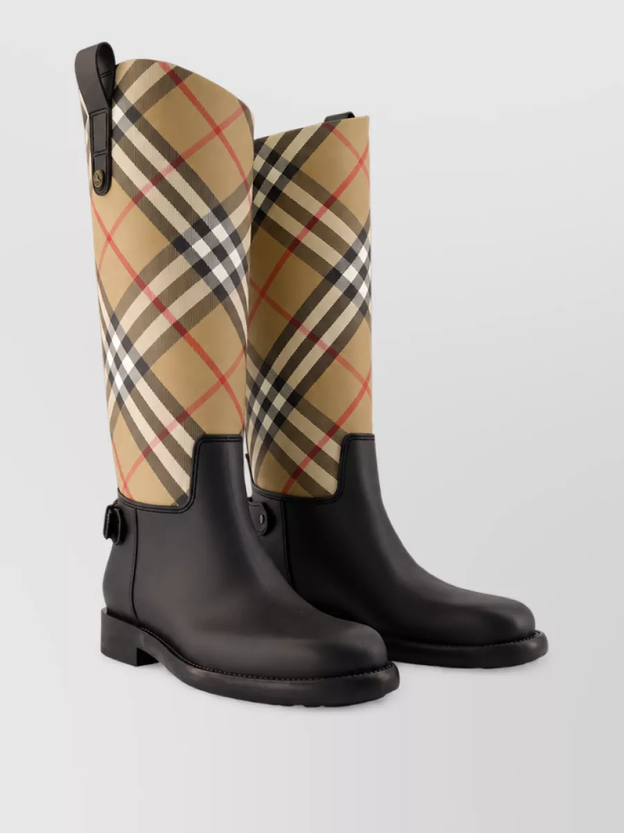 Burberry checked knee-high boots