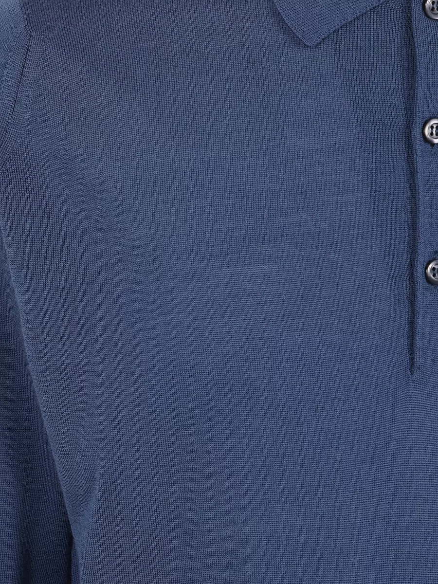John Smedley Merino Wool Long Sleeve Polo Shirt