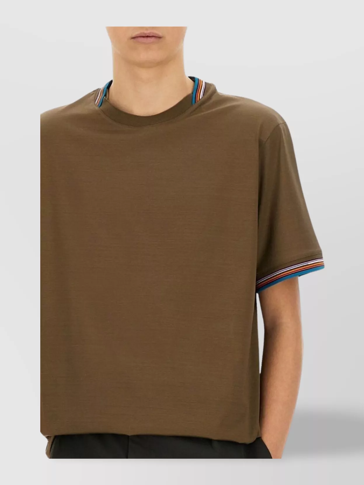 Paul Smith Cotton T-Shirt With Short Sleeves And Striped Trim
