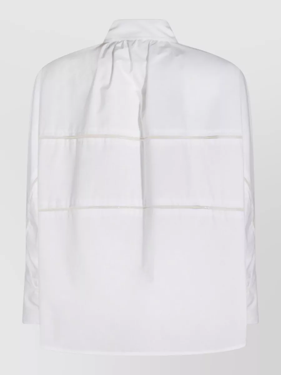 Fabiana Filippi Long Sleeve Collar Shirt Back Pleat Detail