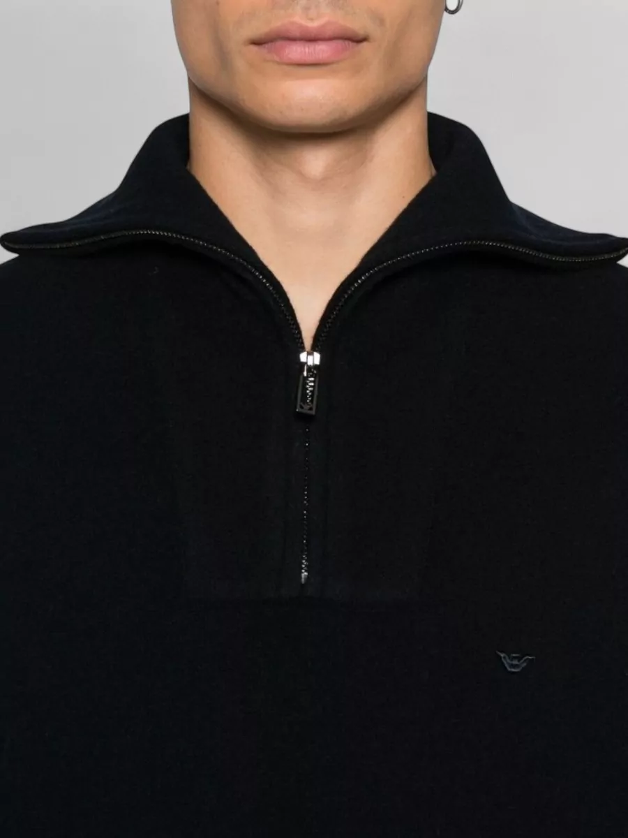 Emporio Armani Virgin Wool Half Zip Turtleneck Jumper