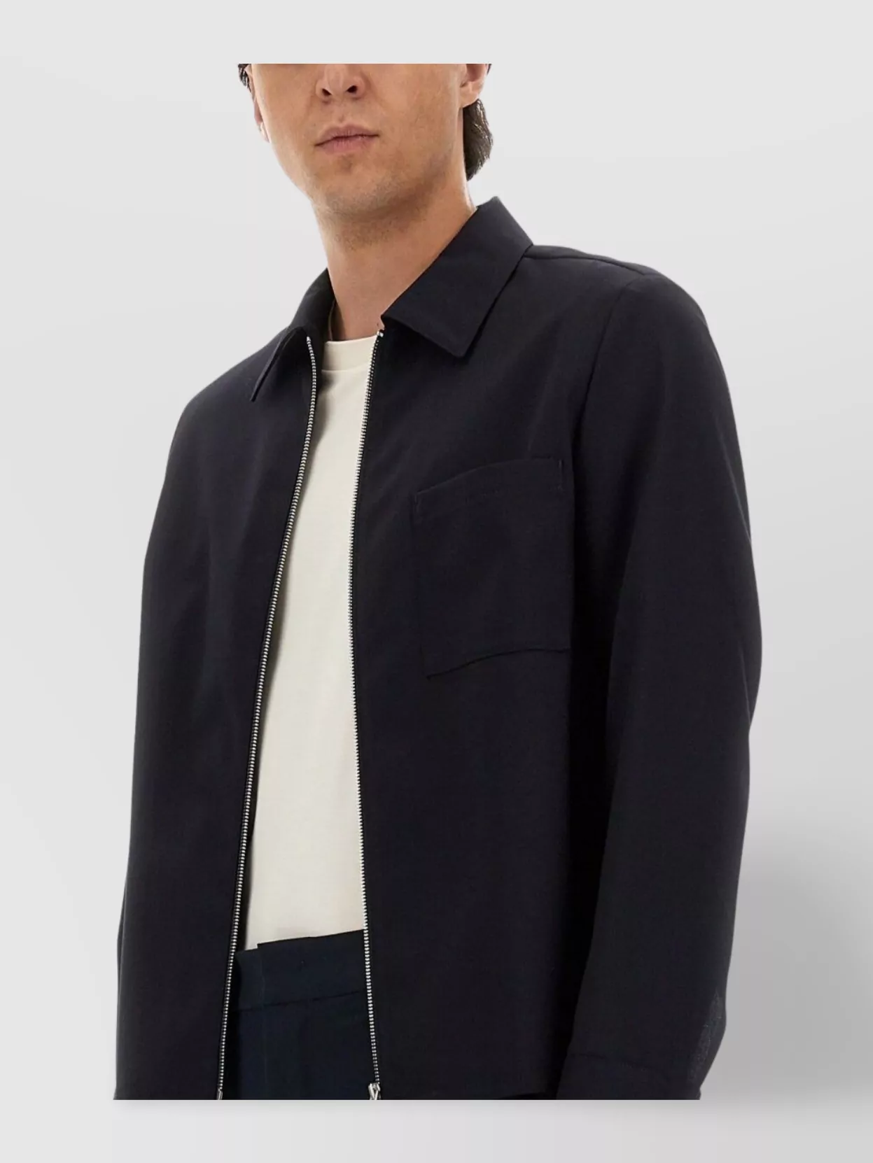 Boss Collared Jacket With Chest Pocket And Long Sleeves