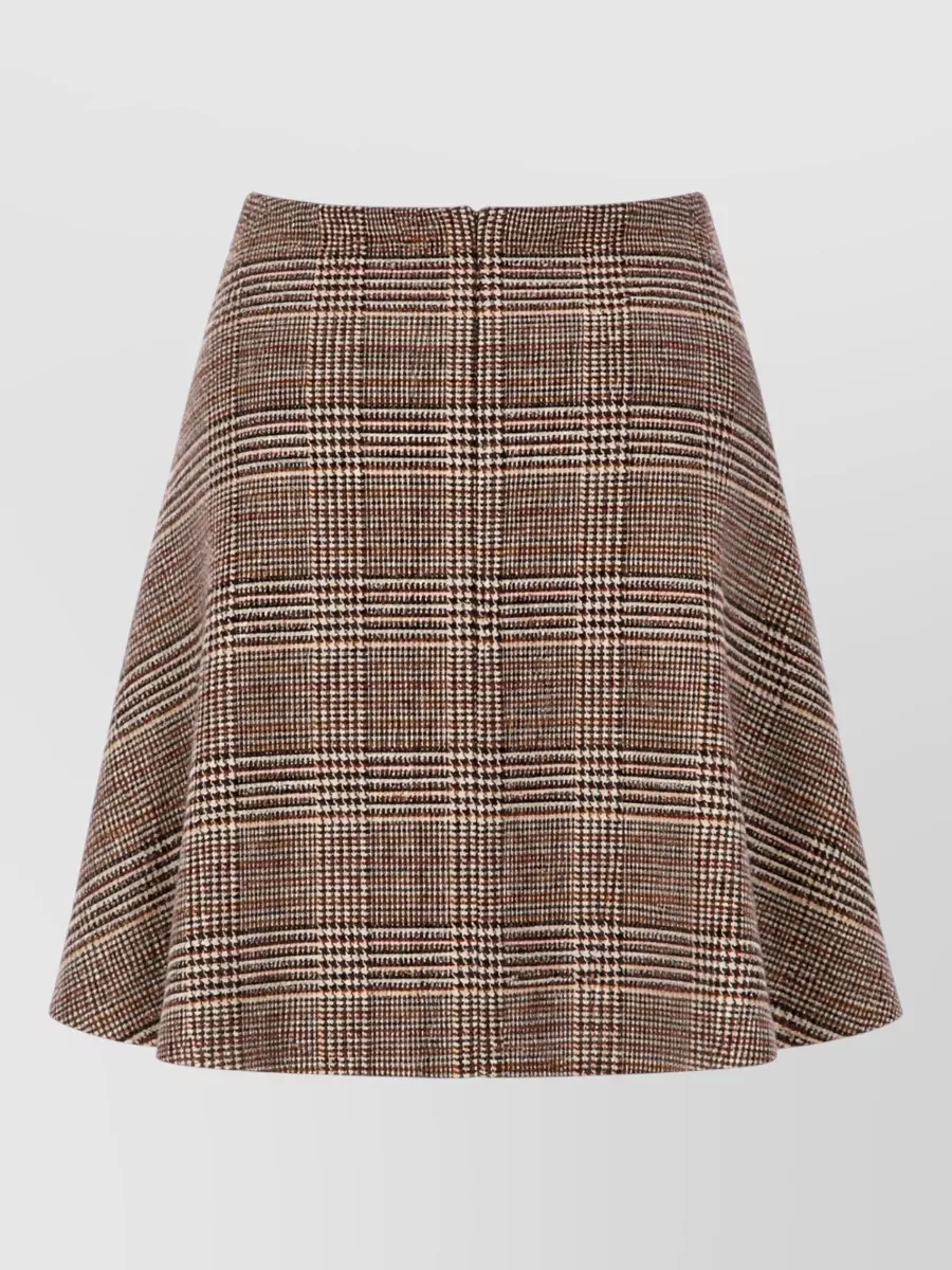 Ermanno Scervino wool checked high-rise mini a-line skirt