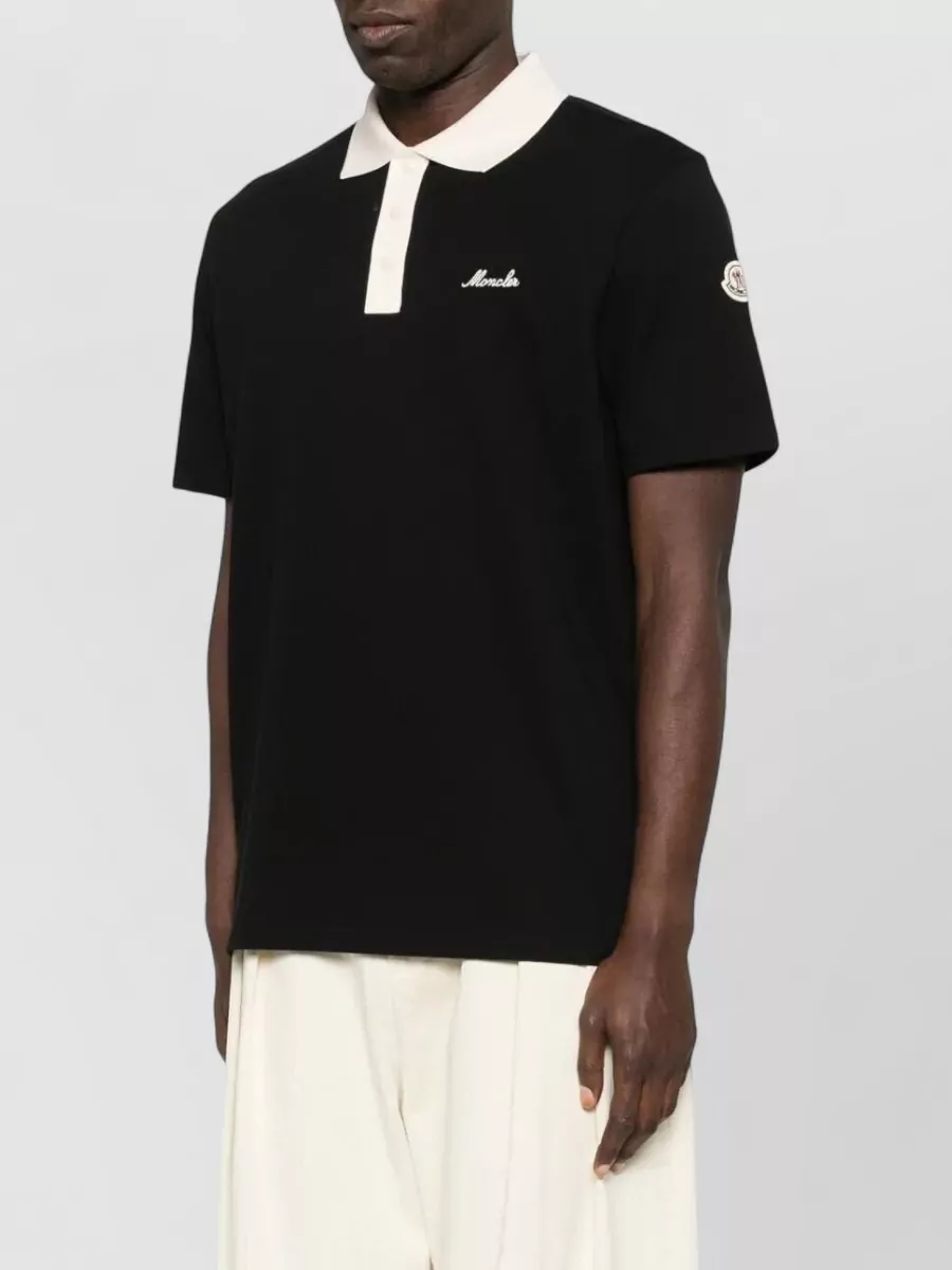 Moncler Logo Cotton Piqué Polo Contrasting Collar