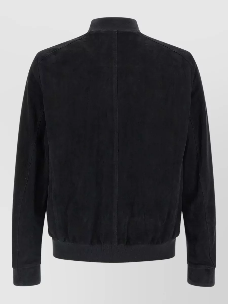Moorer Lamb Leather Ribbed Bomber Jacket