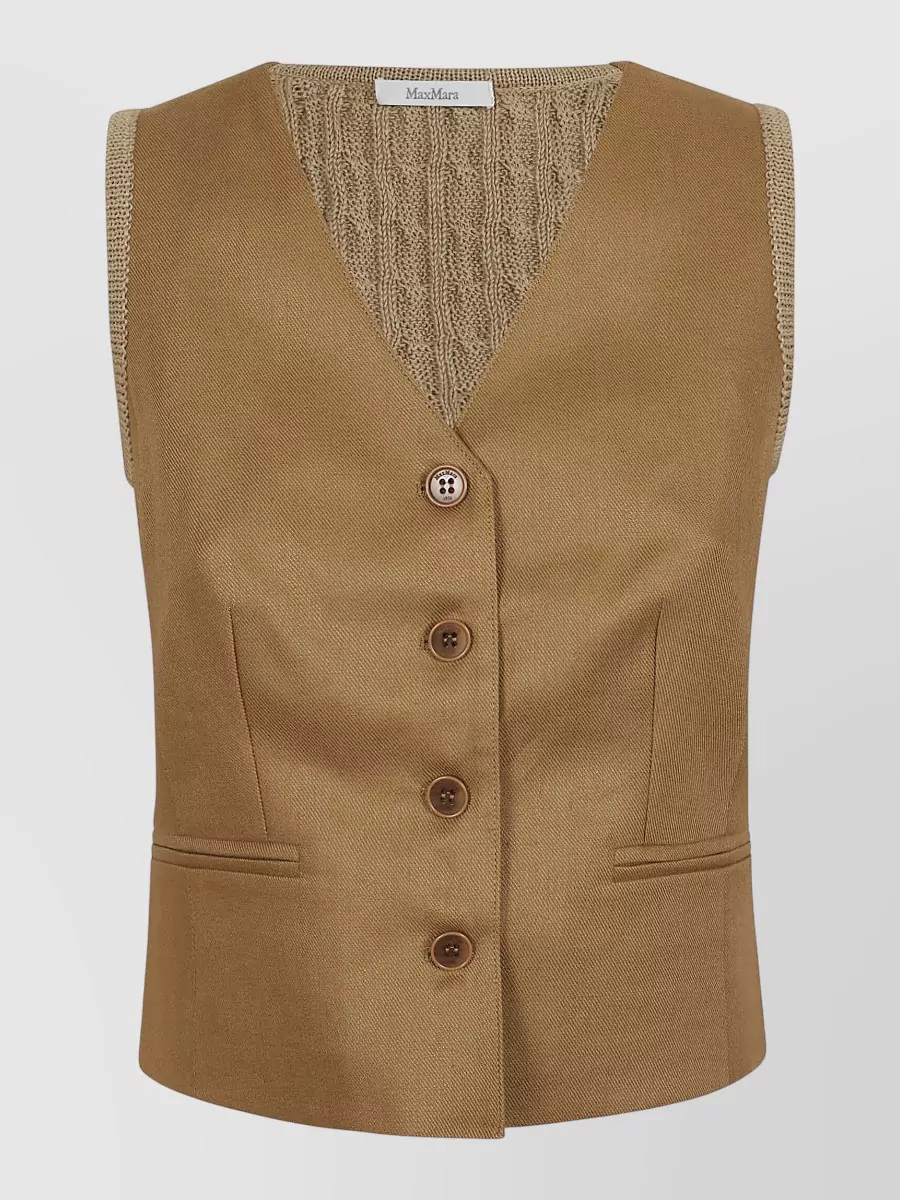 Max Mara Linen Cable-Knit V-Neck Vest