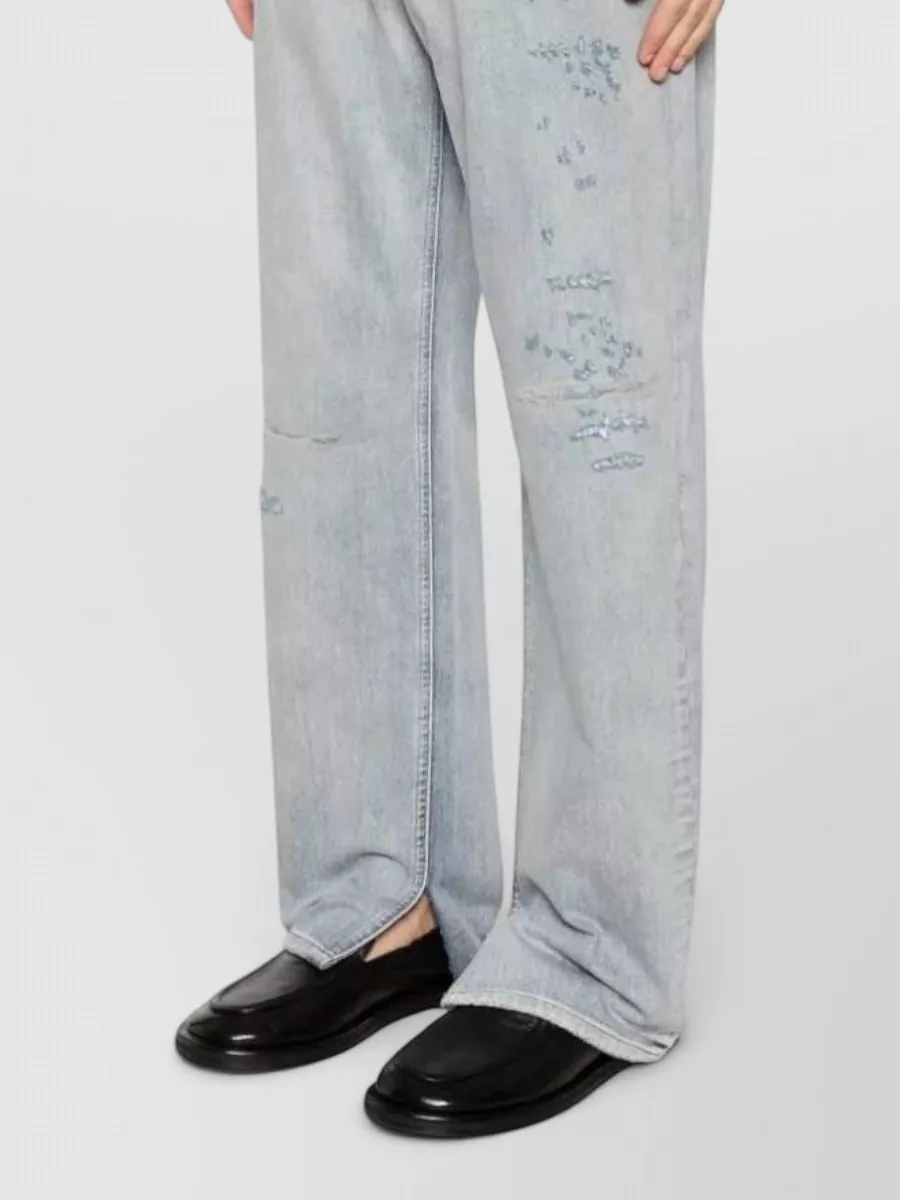 Mm6 Maison Margiela Destroyed Cotton Straight-Leg Jeans