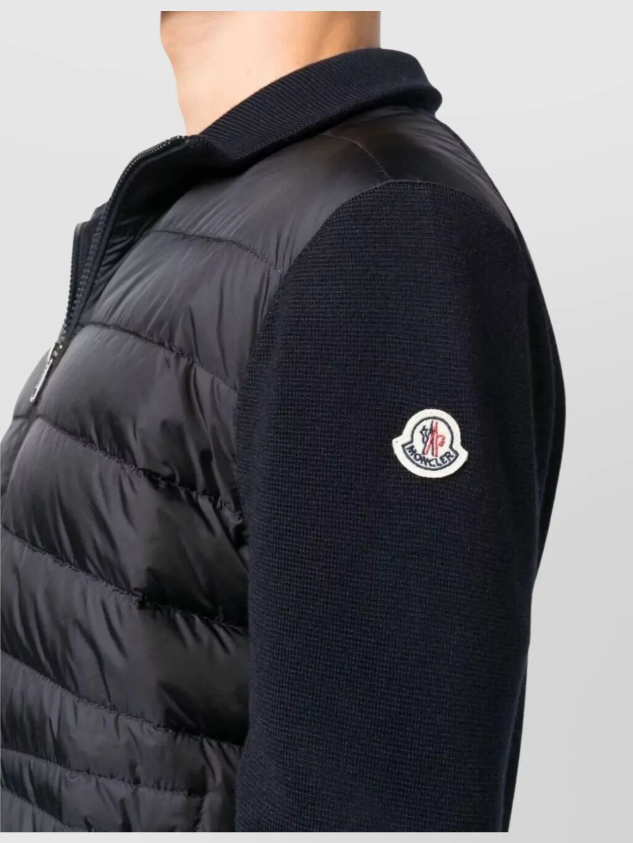Moncler Quilted High Collar Zip-Up Cardigan