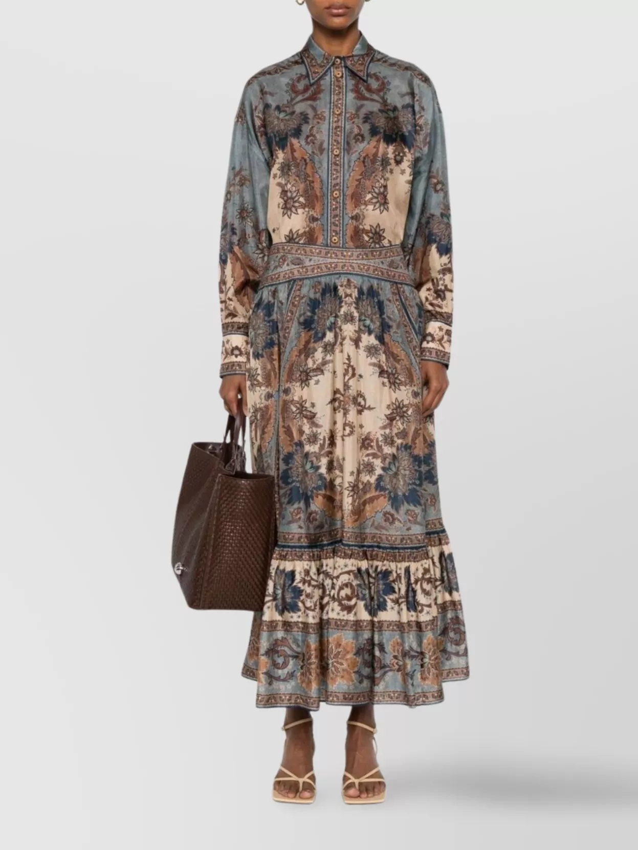 スカート Pasterip sheer middle layeringskirt Zimmermann Layered floral midi skirt with sheer overlay