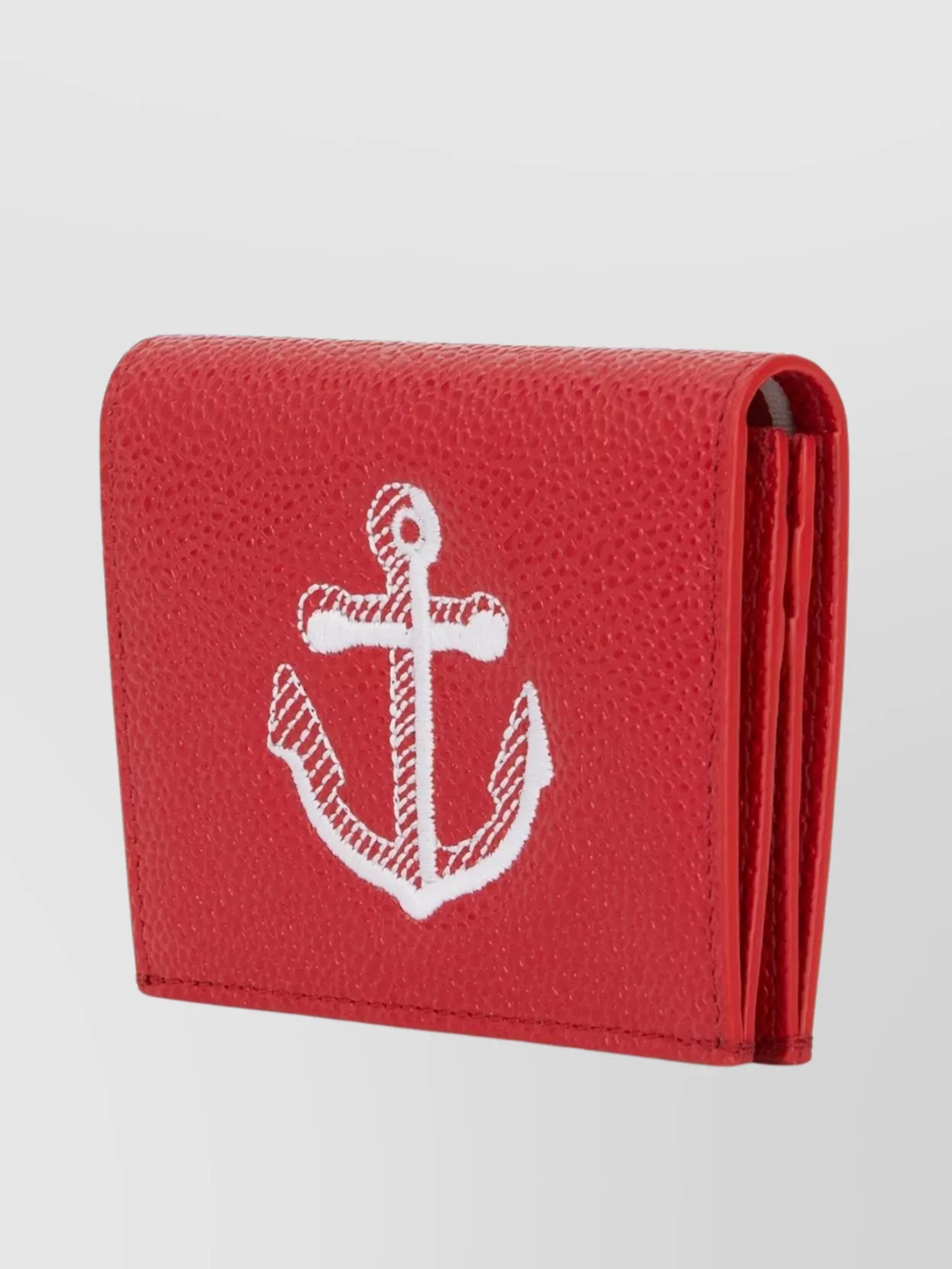 Thom Browne Anchor Motif Leather Wallet With Textured Finish