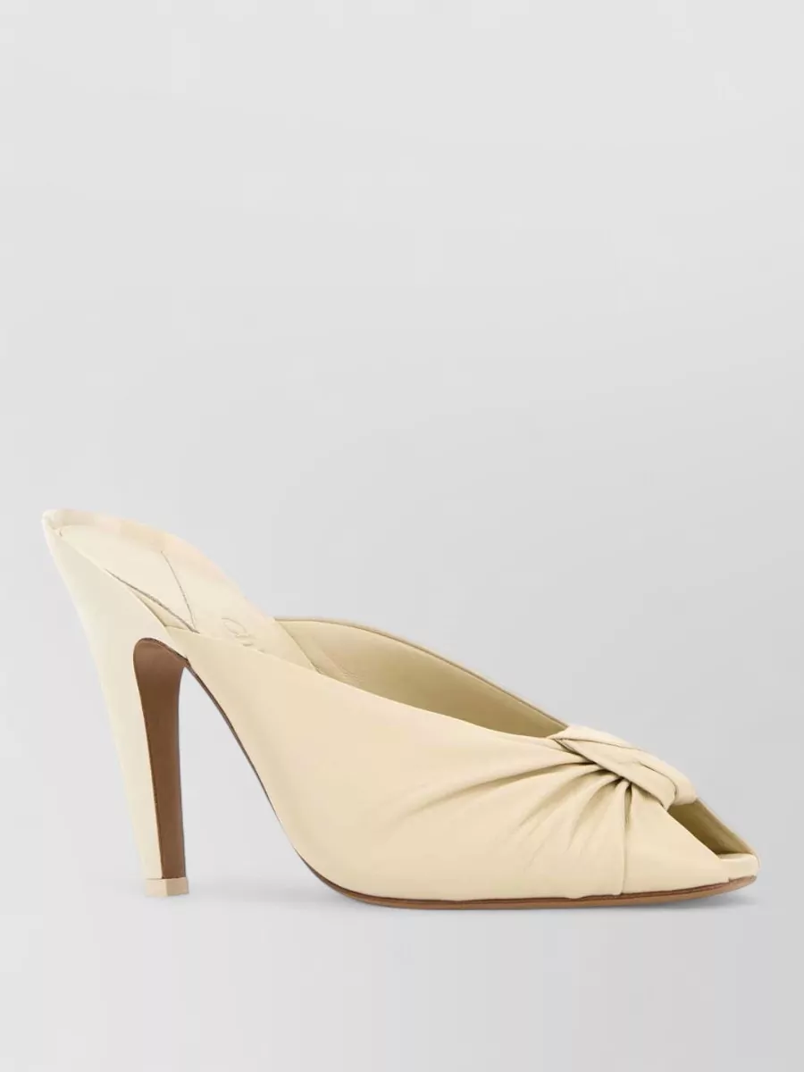Chloé Suzie Leather Mules Pointed Toe Twist In Burgundy