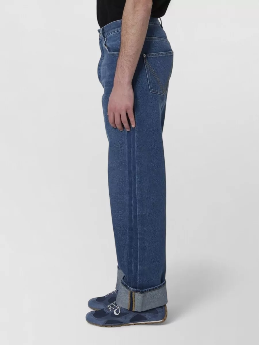 Bottega Veneta Denim Cuffed Mid-Rise Wide-Leg Trousers