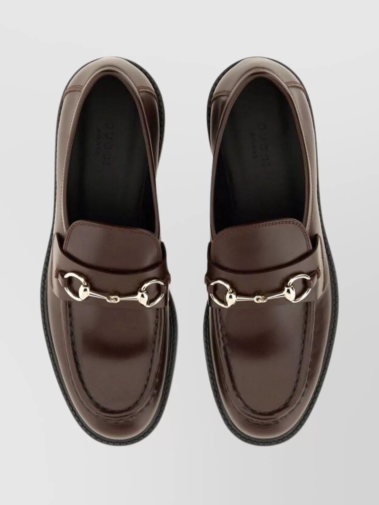 Gucci Round Toe Loafers With Low Block Heel In Brown