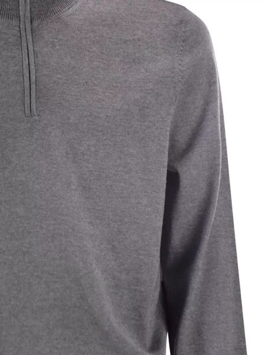Boss Virgin Wool Zip Collar Jumper