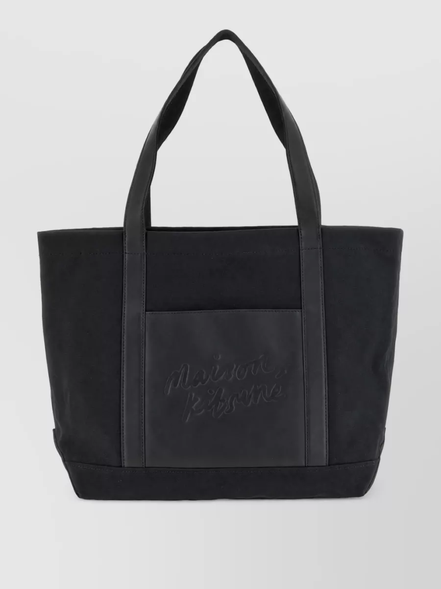 Maison Kitsuné Canvas Leather Panel Tote Bag