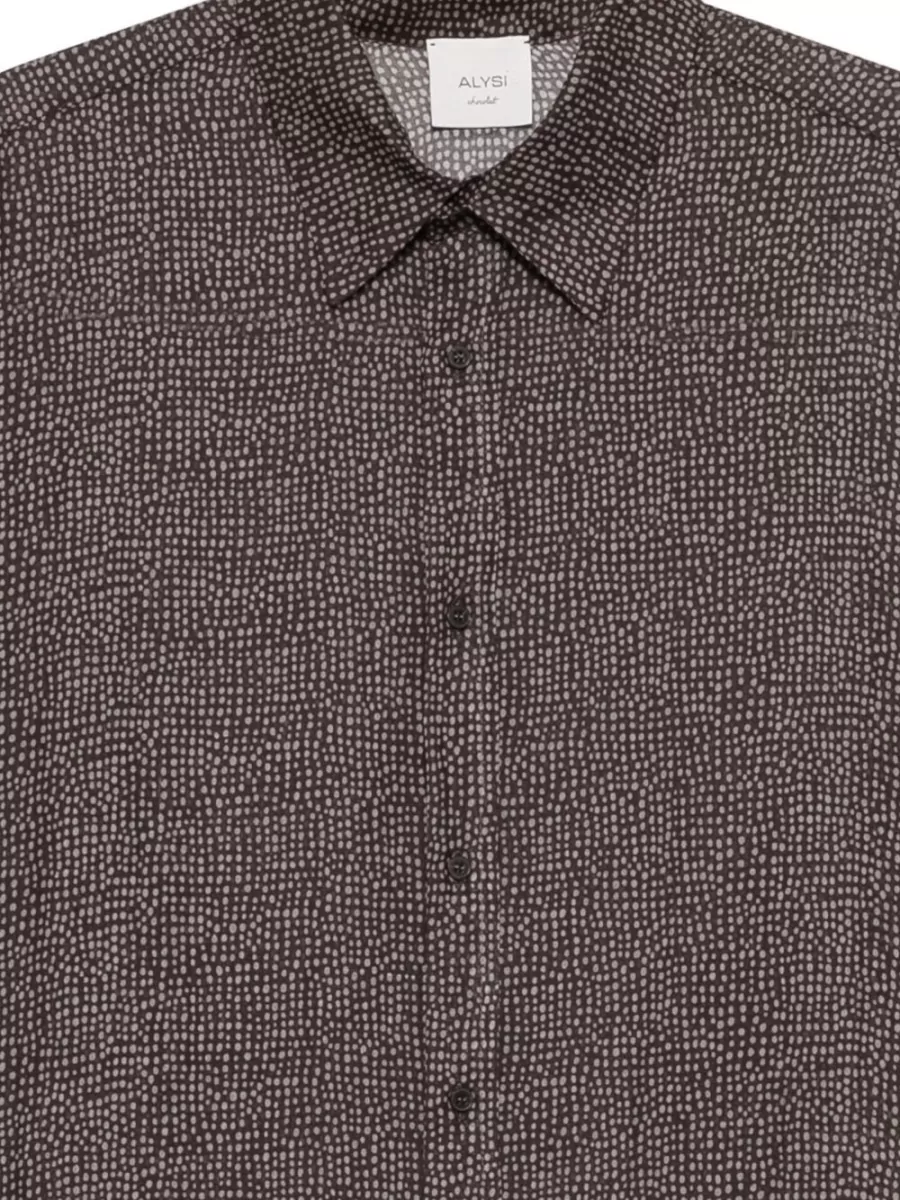 Alysi Patterned Long-Sleeve Midi Dress