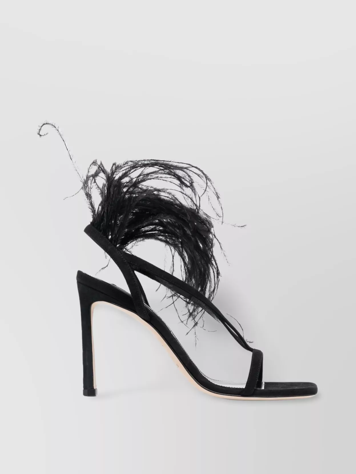 Shop Sergio Rossi Feathered Stiletto Heel Sandals In Black