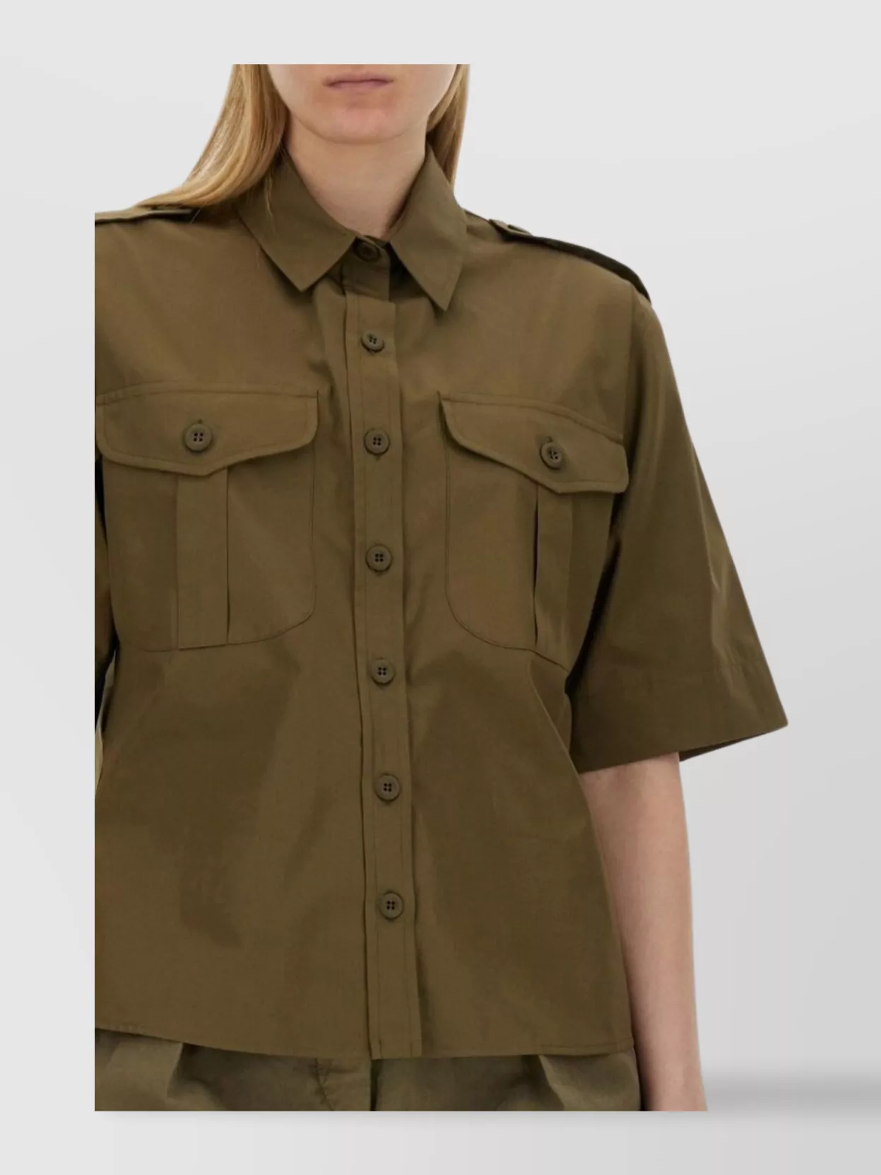 Shop Aspesi Cotton Shirt With Pockets And Epaulettes