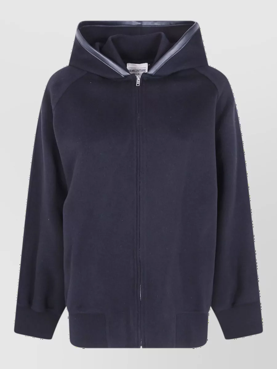 Semicouture wool hooded bomber jacket
