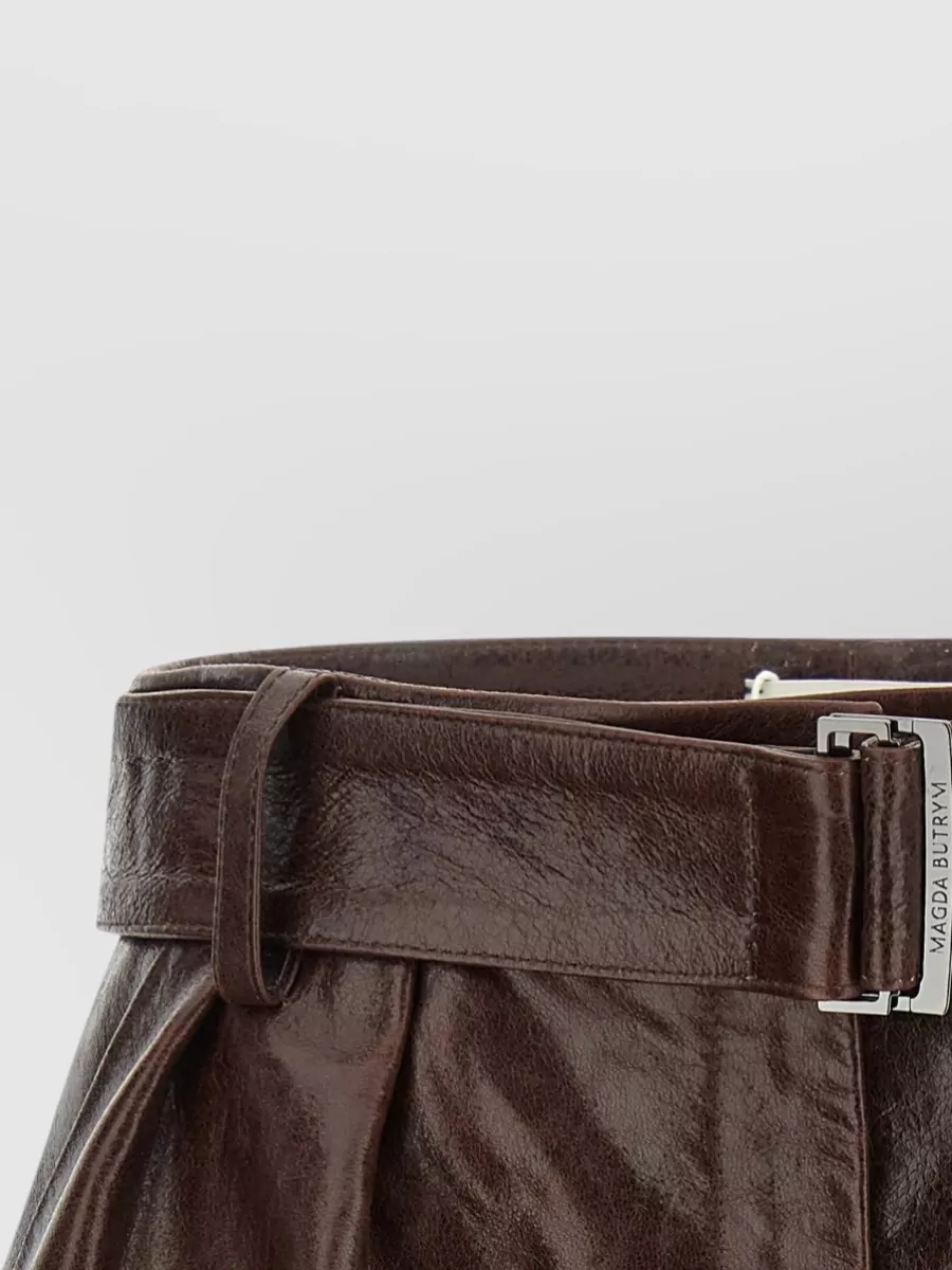 Magda Butrym Leather High-Rise Flared Shorts