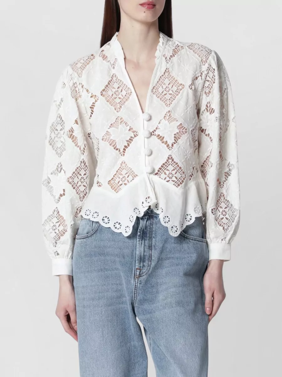 Isabel Marant Lace V-Neck Cropped Blazer