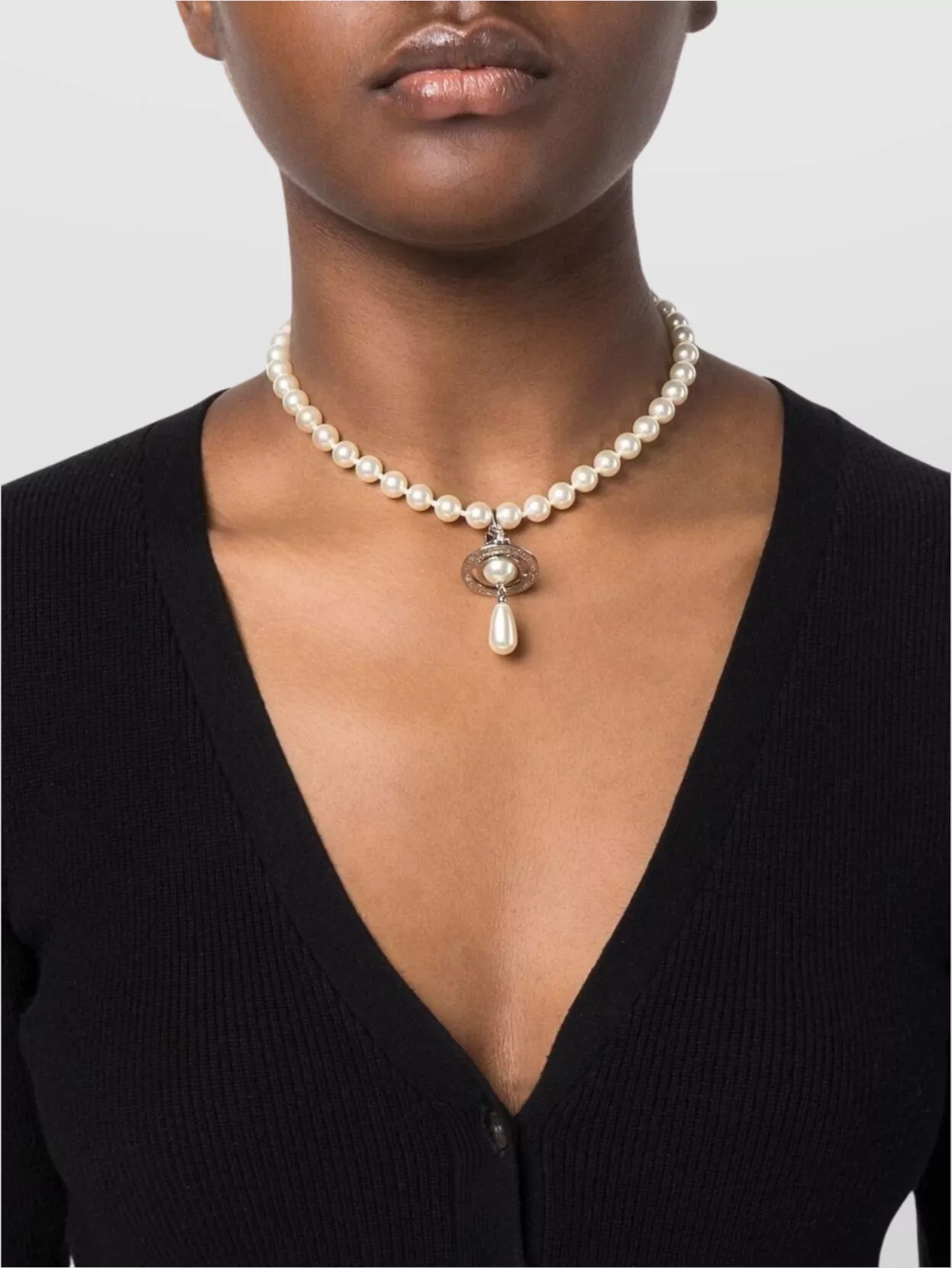 Vivienne Westwood Necklace Drop Crystal Pearl Pendant