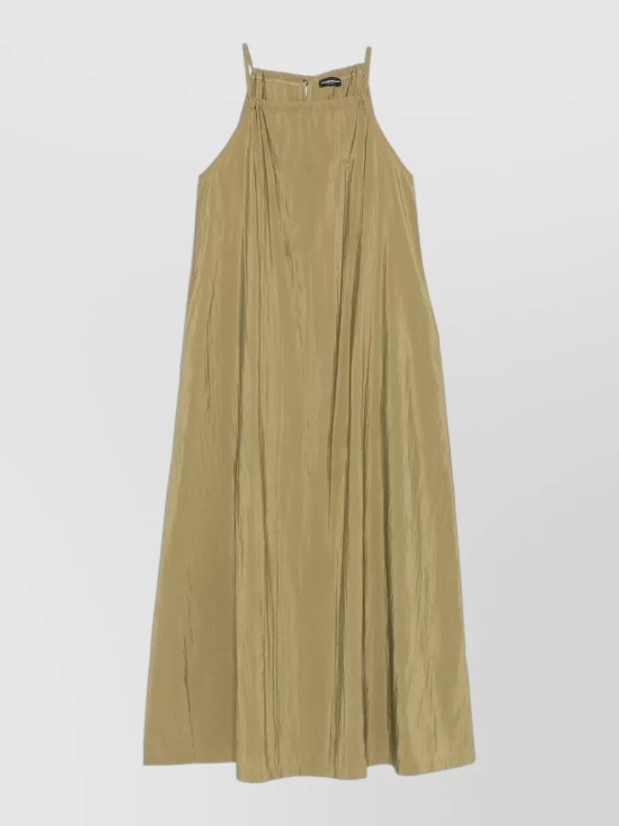 Emporio Armani Crinkled Halterneck Sleeveless Midi Dress