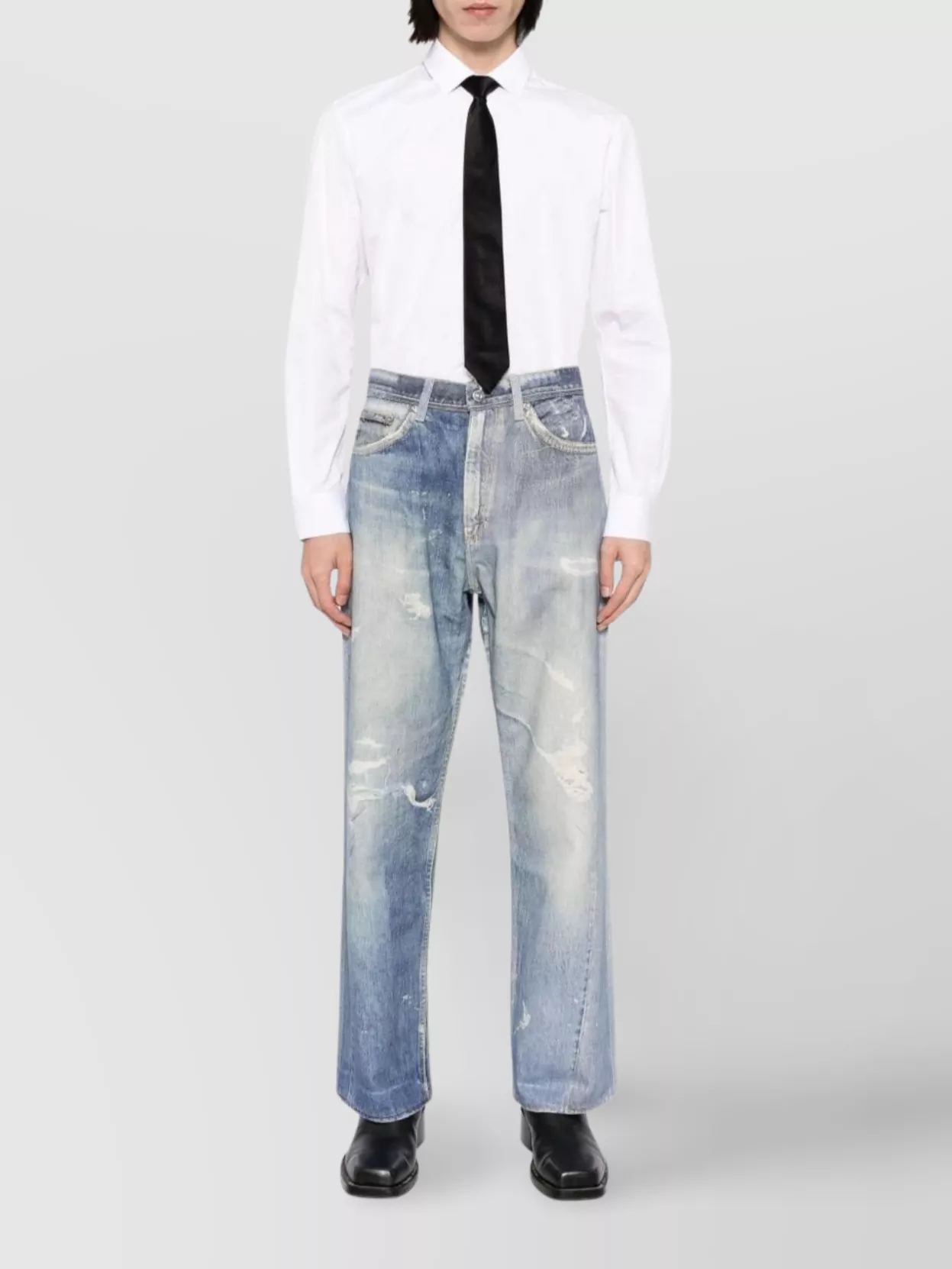 Our Legacy High Waist Wide Leg Distressed Jeans In Blue