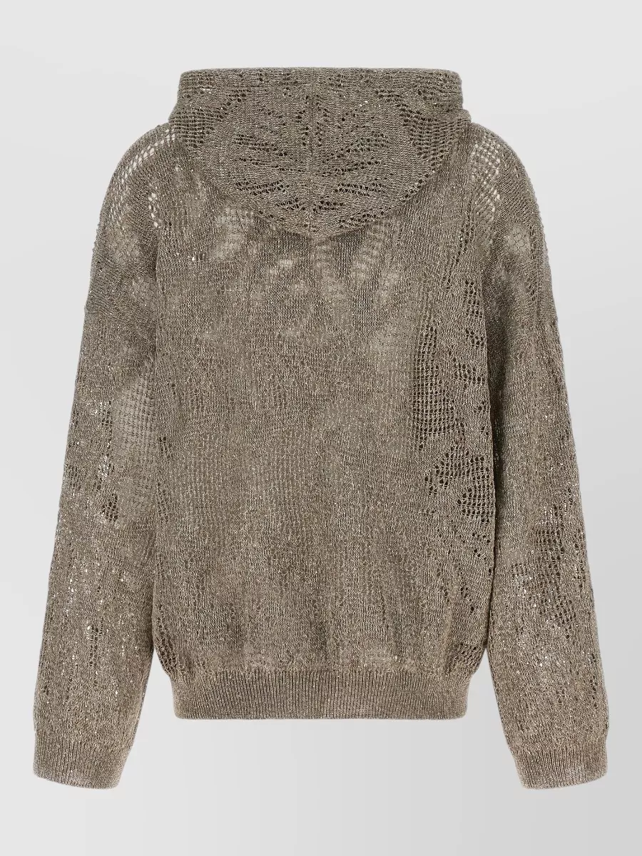 Brunello Cucinelli Linen Blend Openwork Hooded Sweater