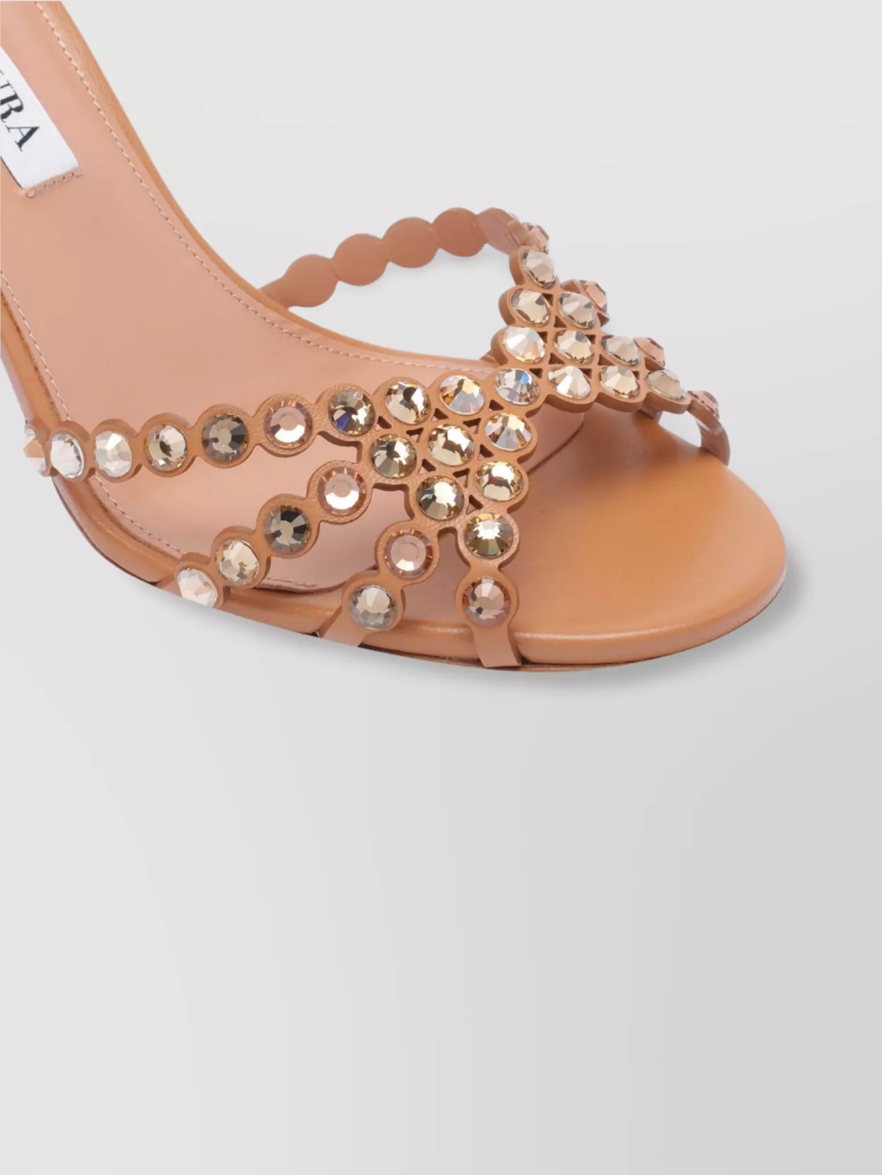 Aquazzura Heeled Sandals With Diamonds And Ankle Strap