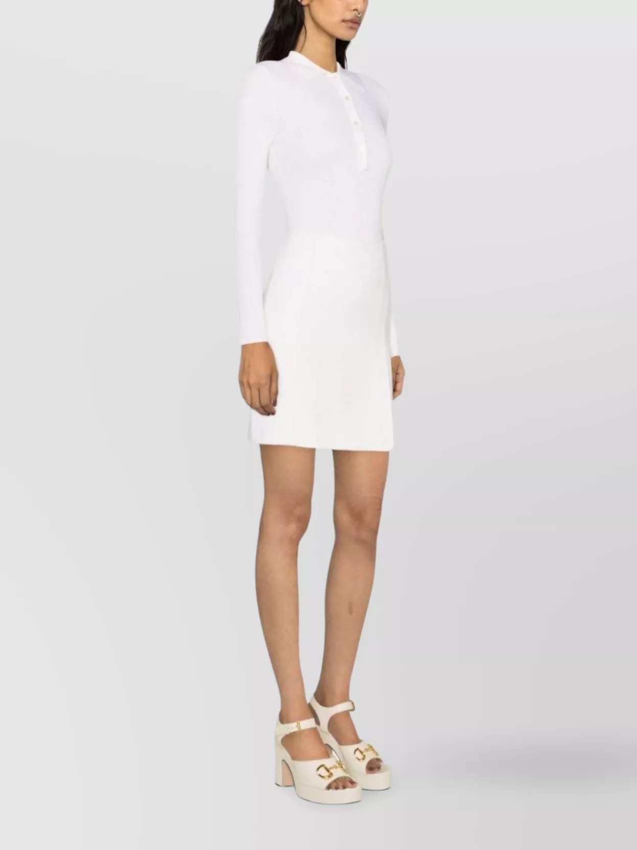 Shop P.a.r.o.s.h Wool Skirt Above-knee Front Slit High Waist
