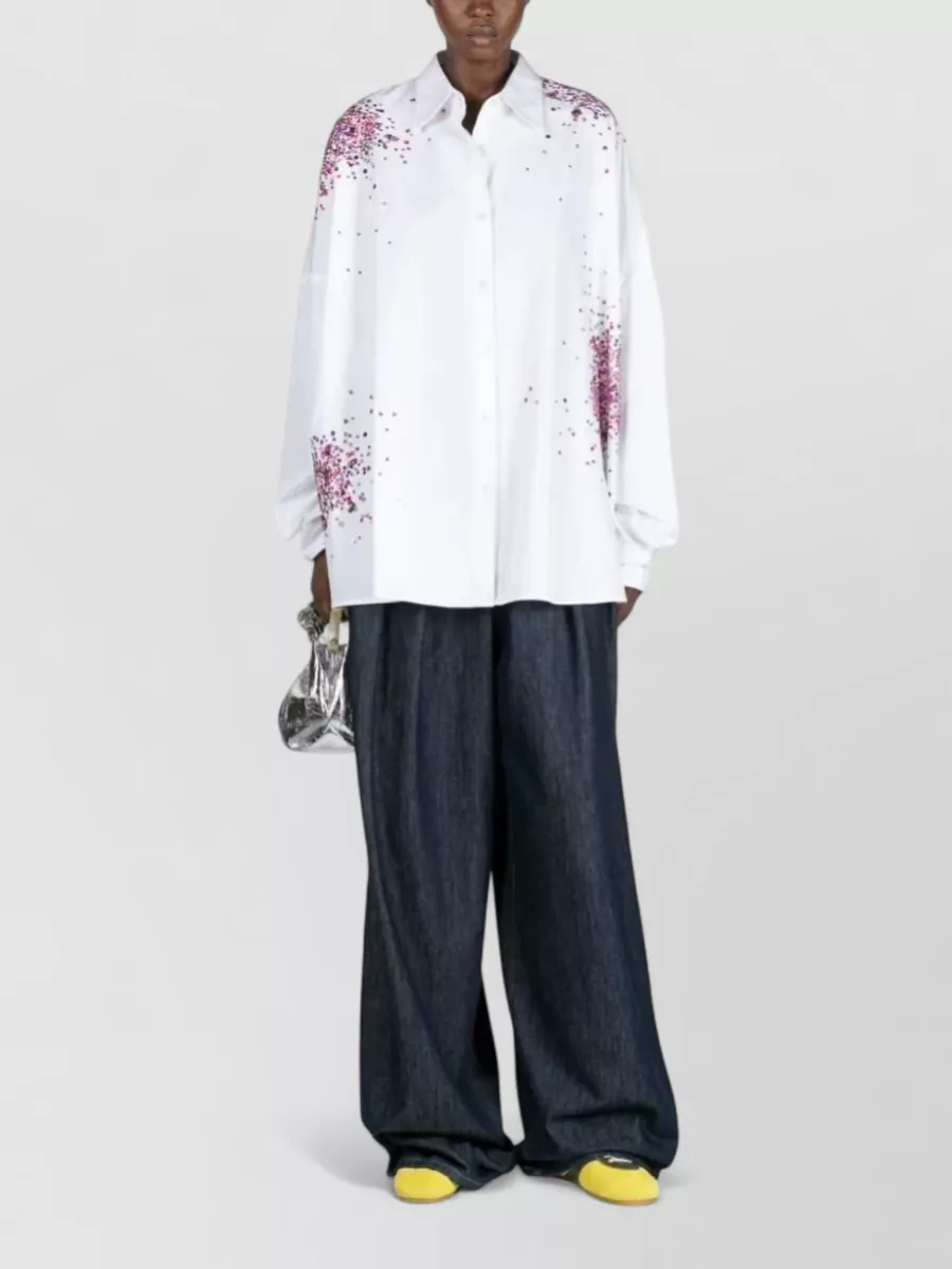 Dries Van Noten Embroidered Oversized Cotton Shirt