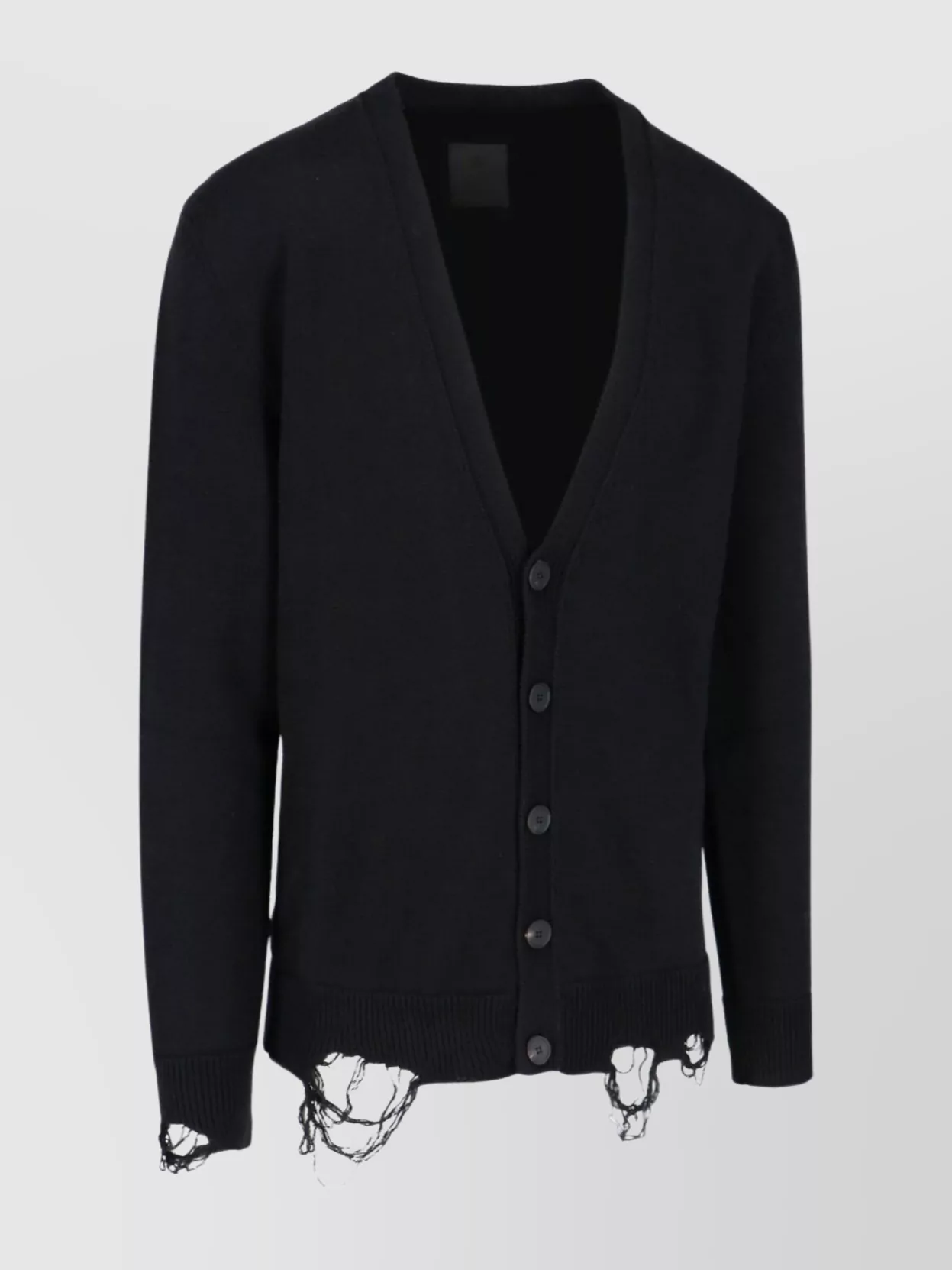 Givenchy Crewneck Sweater With Distressed Hem And Long Sleeves