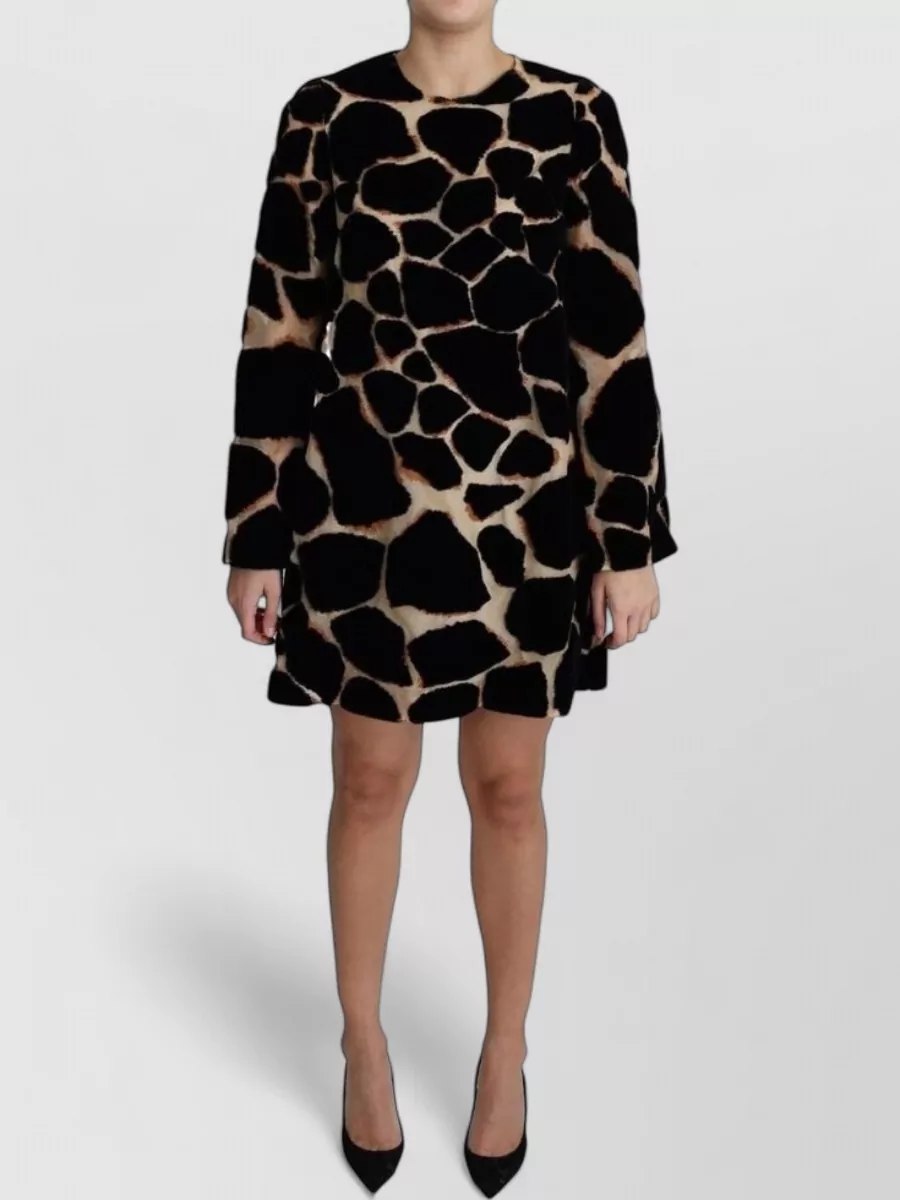 Dolce&Gabbana silk giraffe-print long-sleeve mini dress