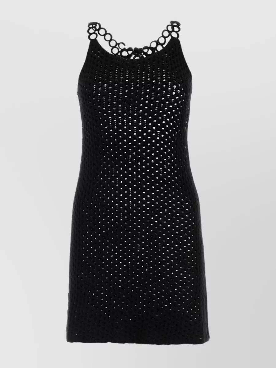 Shop Chloé Racerback Crochet Mini Dress In Black