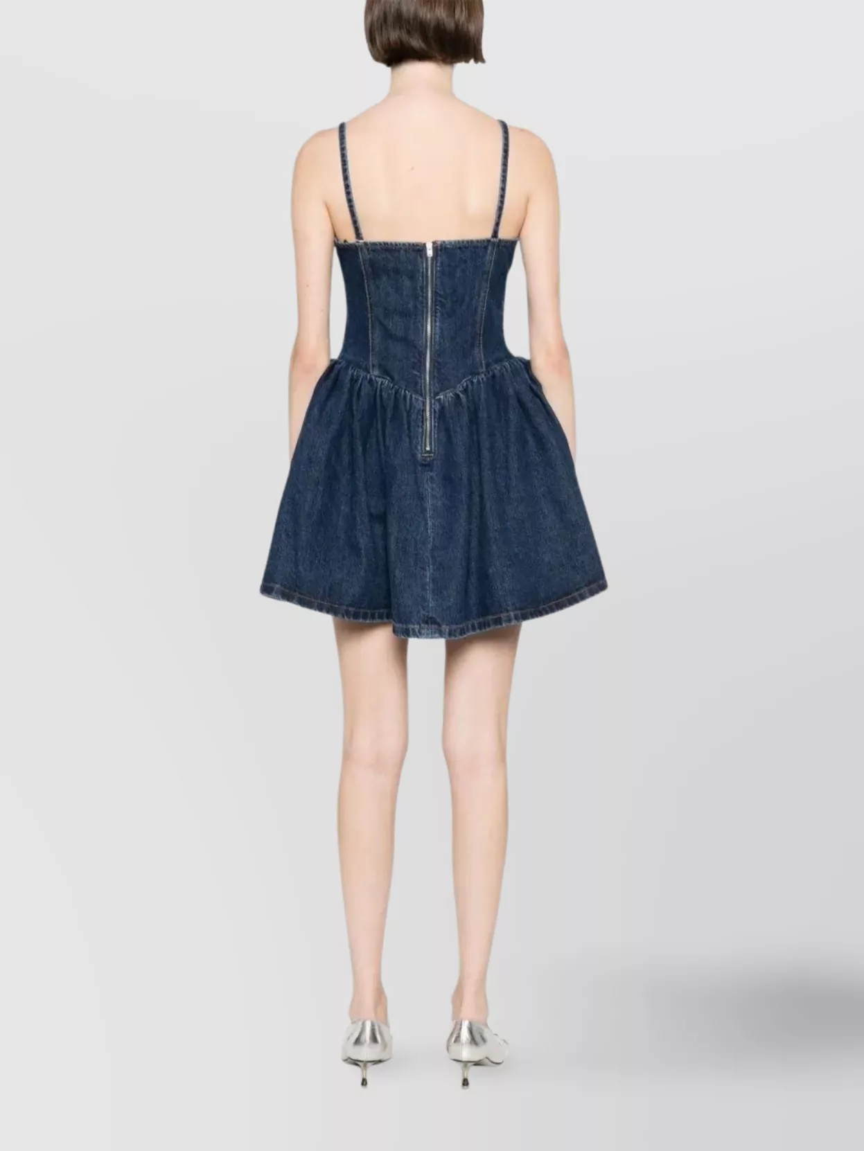Self-portrait Mini Denim Dress With Crystal Application