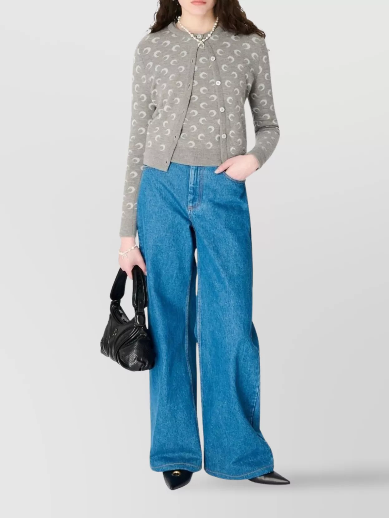 Marine Serre Crescent Moon Pattern Knit Cardigan