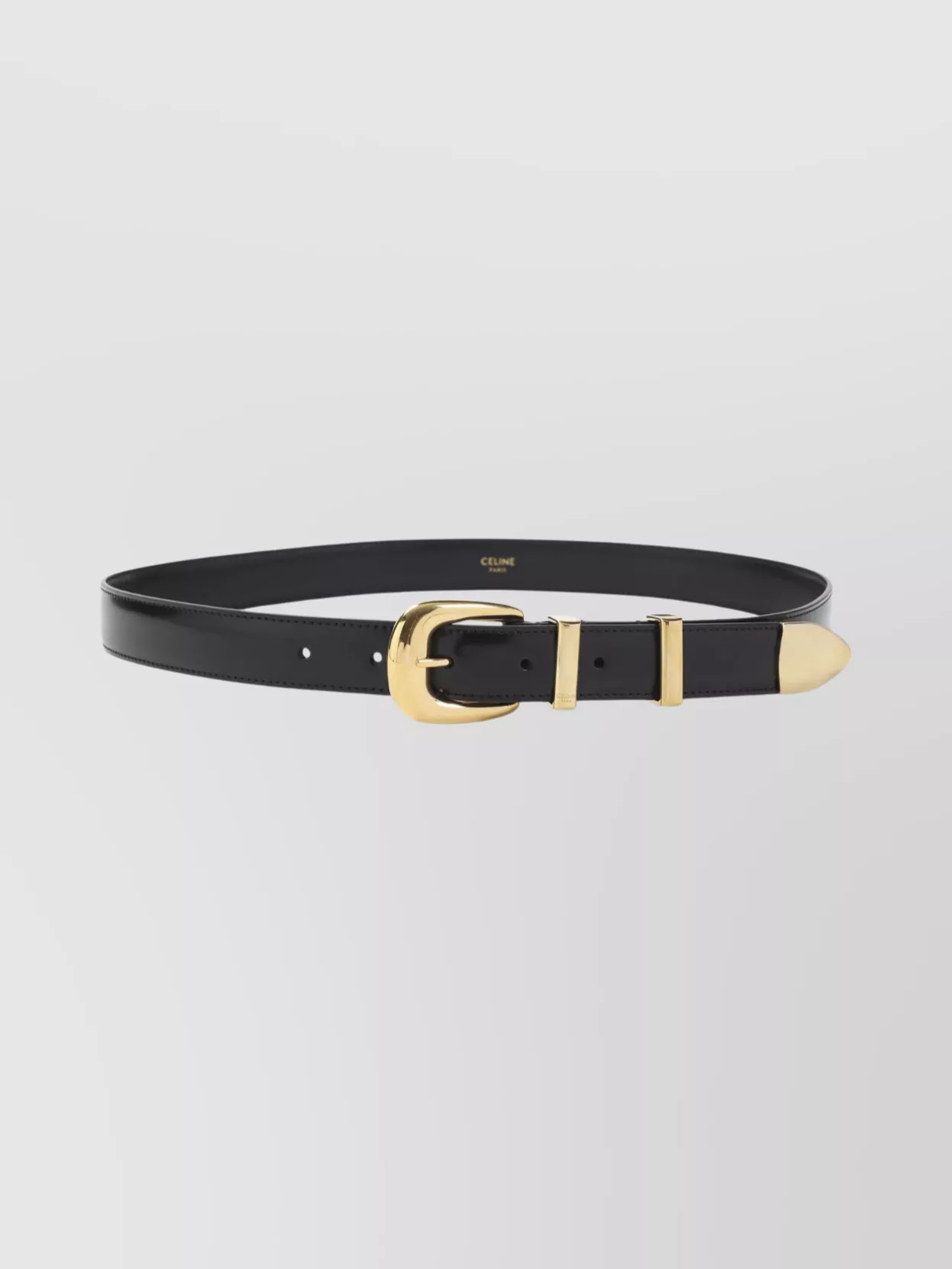 Celine Adjustable Medium Width Belt With Gold Buckle