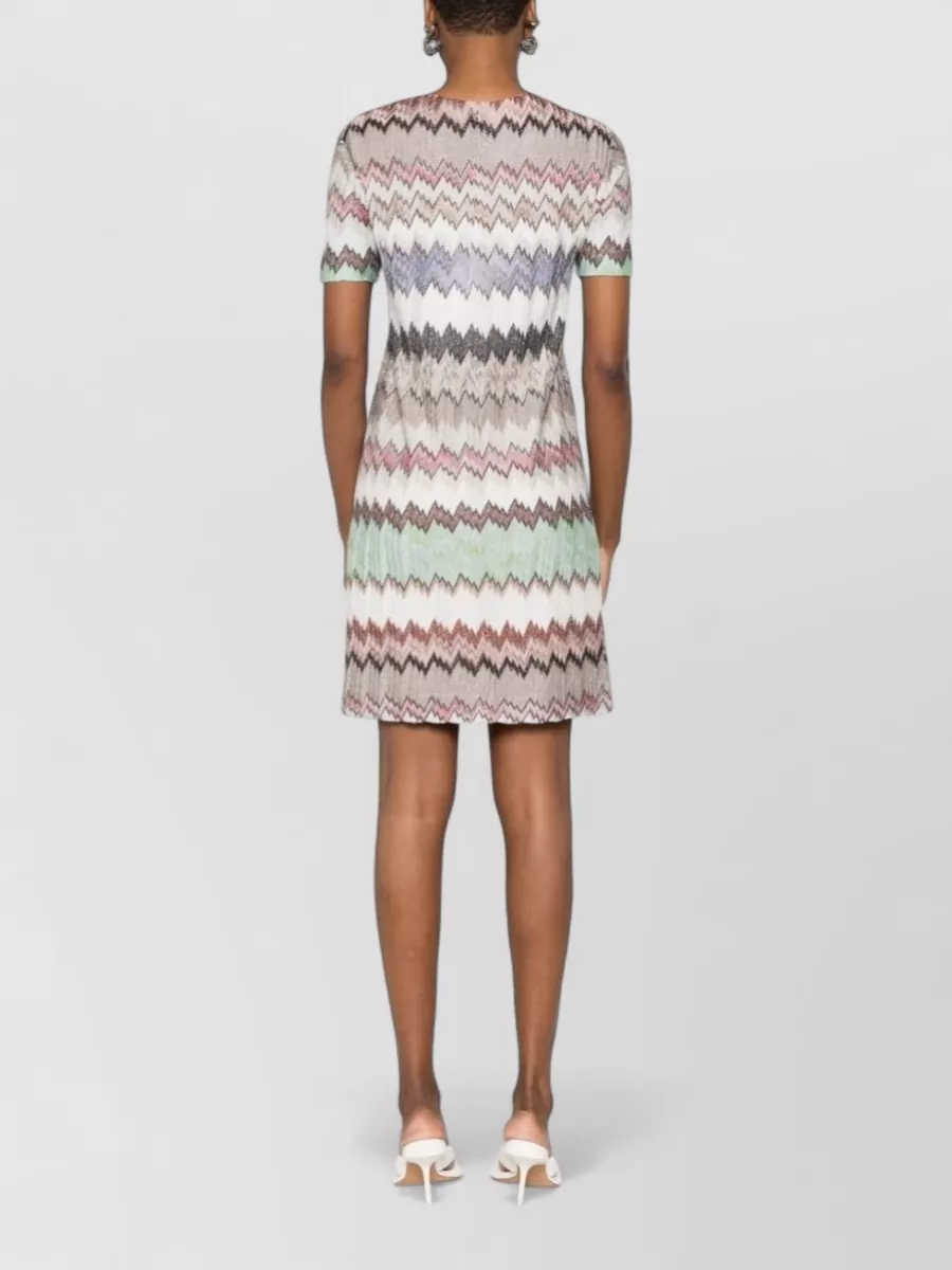 Missoni Zigzag Textured Dress Knee Length Sleeves