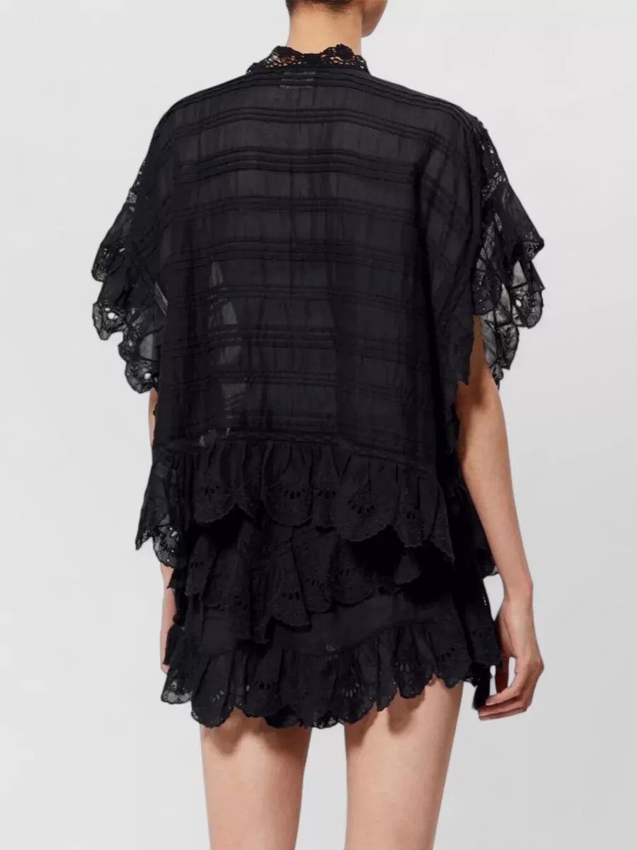 Isabel Marant Etoile Cotton Floral-Lace Asymmetric Blouse