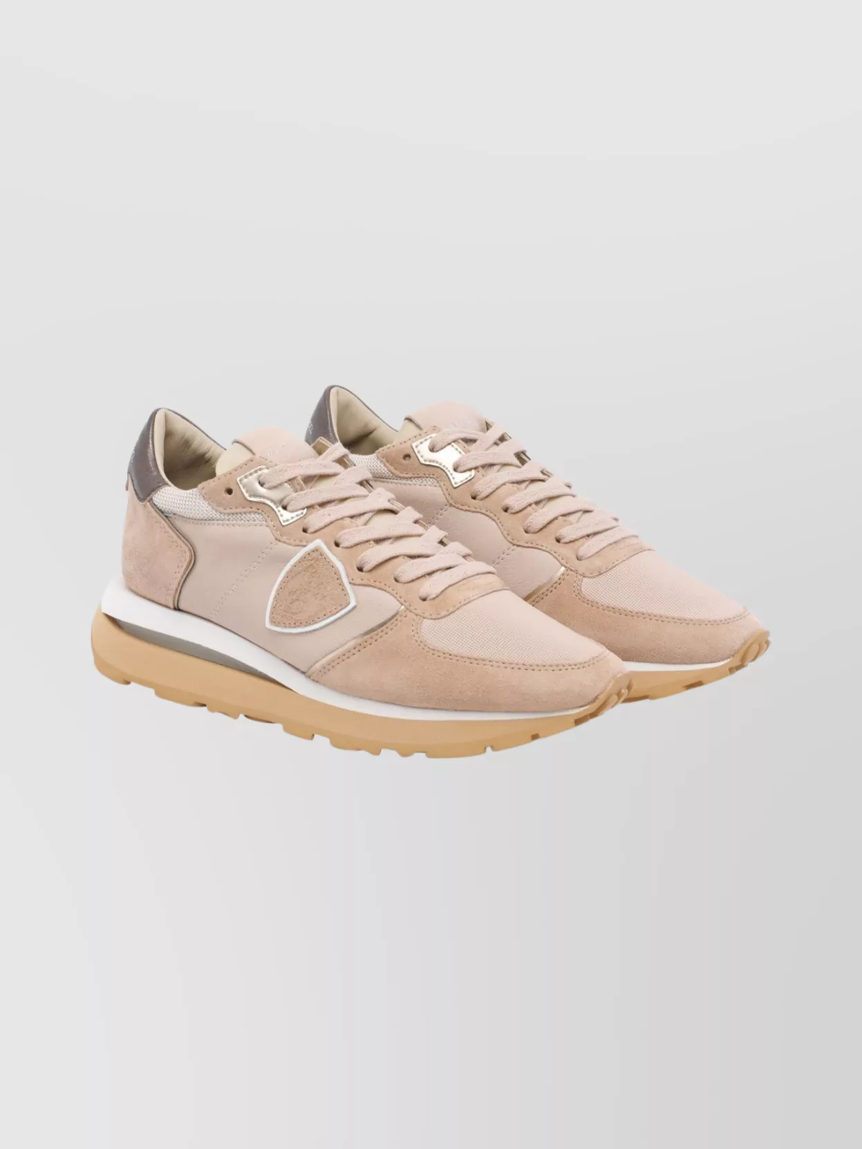 Philippe Model Suede And Fabric Low Top Sneakers In Brown