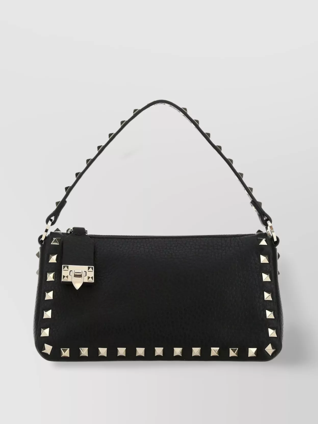 Shop Valentino Small Rockstud Leather Shoulder Bag In Black