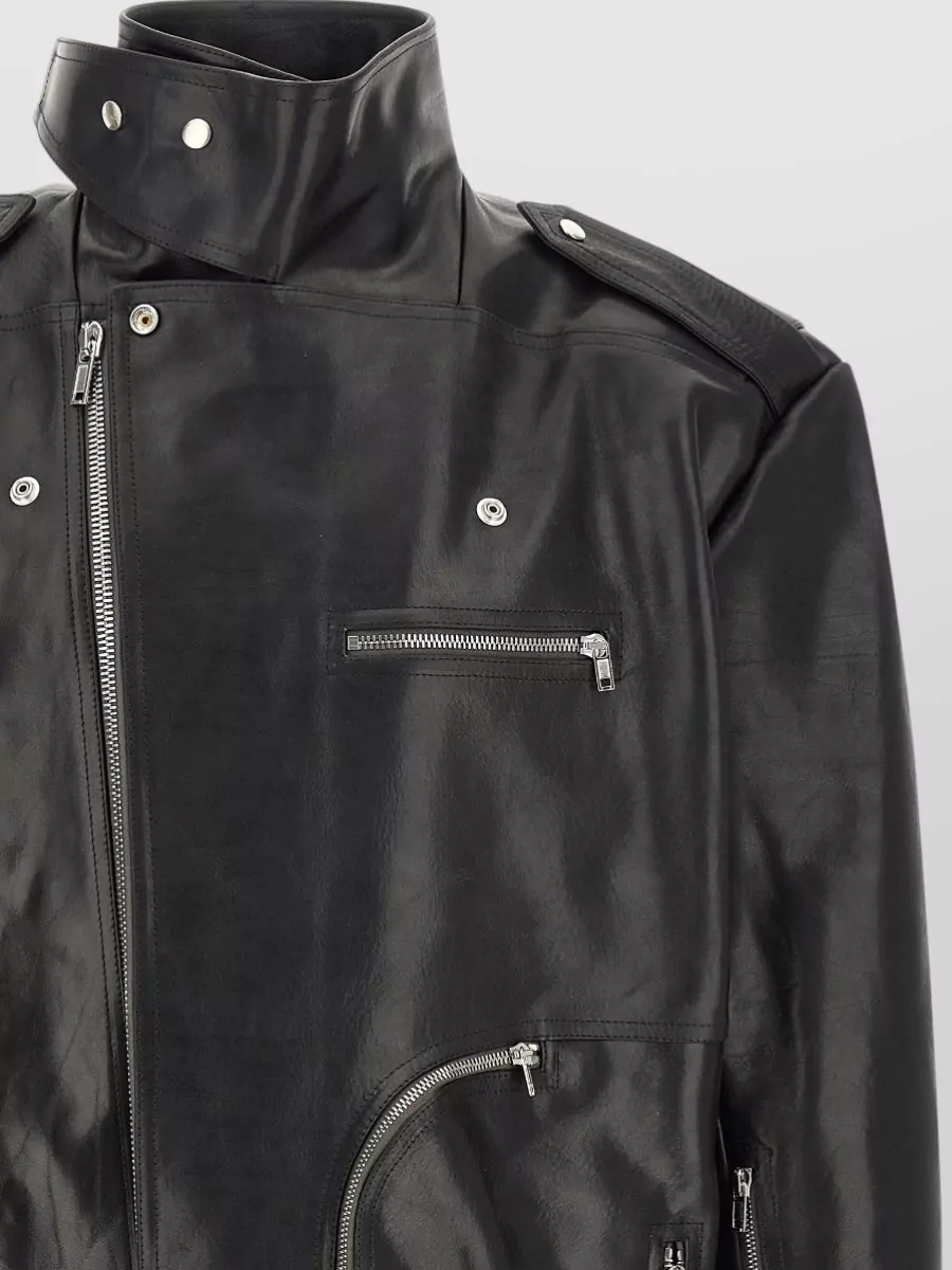 Rick Owens Leather Double-Breasted Biker Jacket