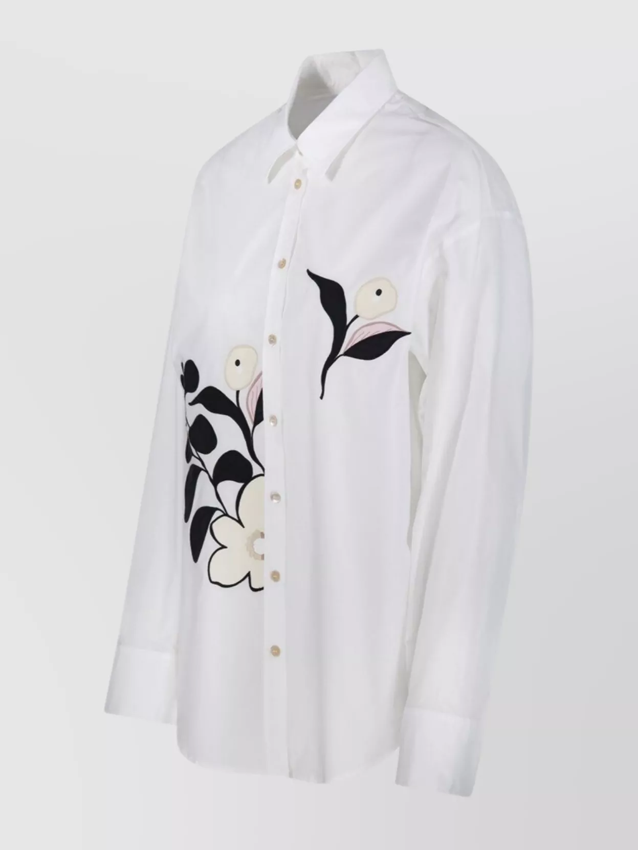 Forte Forte Floral Embroidered Cotton Shirt With Relaxed Fit