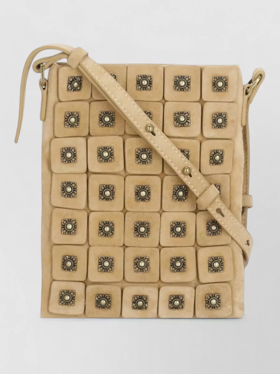 Ash Studded Suede Leather Shoulder Bag