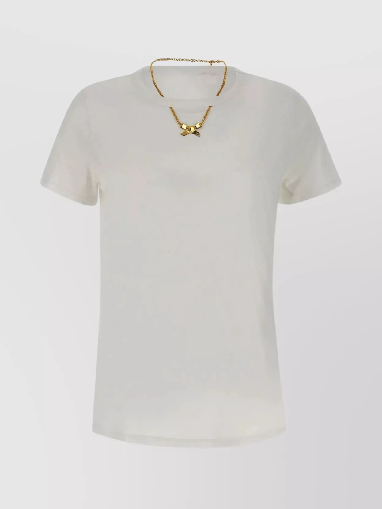 Elisabetta Franchi Cotton T-shirt Metal Necklace