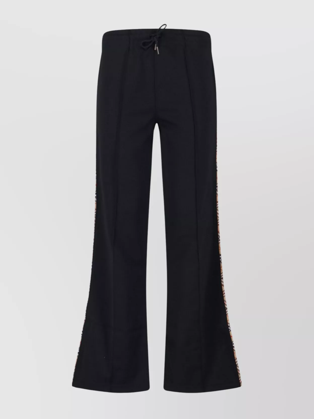 Burberry Flared Trousers With Drawstring And Side Stripe In Black