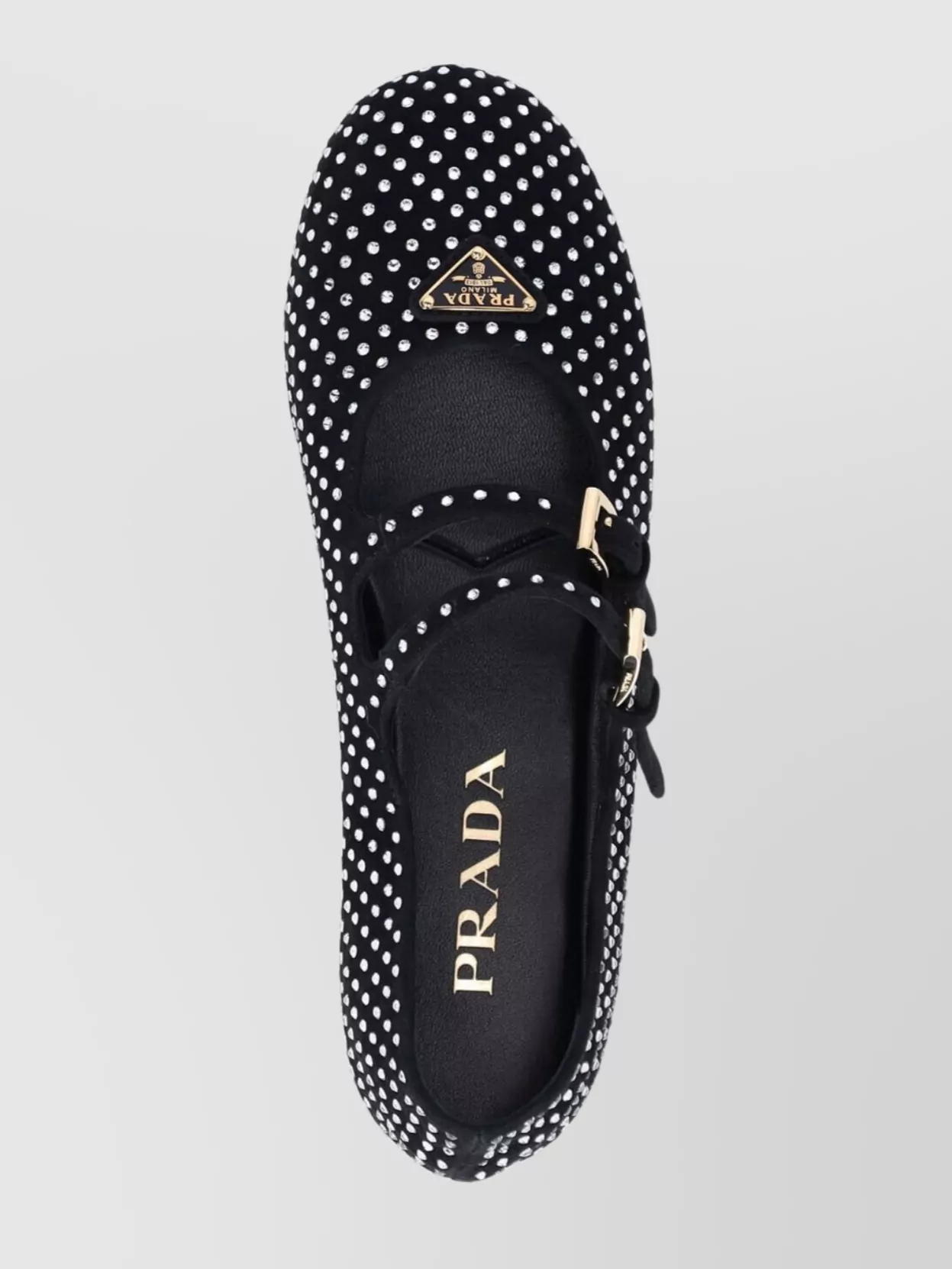 Prada Dotted Round Toe Ballerina Flats